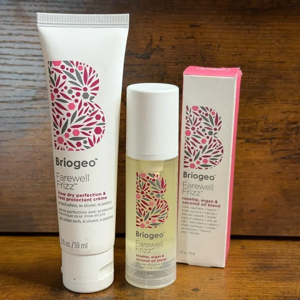 Briogeo Farewell Frizz Blow Dry Cream + Oil Blend Set 2oz & 1oz NEW
